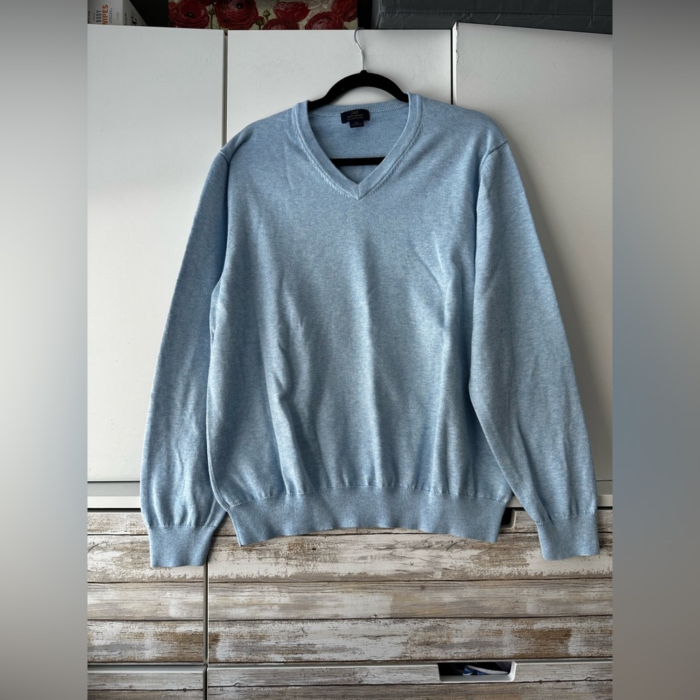 🩵 Brooks Brothers 346 Supima Cotton V-Neck Sweater Men’s XL Sky Blue
